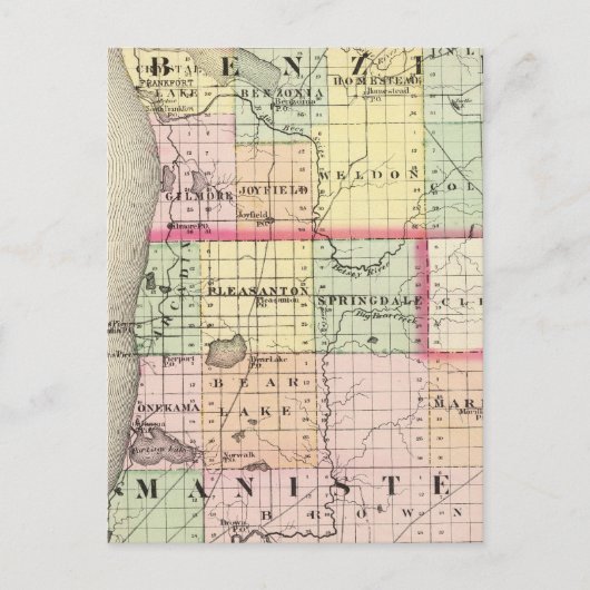 Karte von Benzie und Manistee Landkreises, Michiga (Vorderseite)