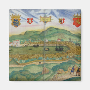 Karte von Bergen, von "Civitates Orbis Terrarum" Magnet