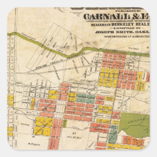 Karte von Berkeley Quadratischer Aufkleber