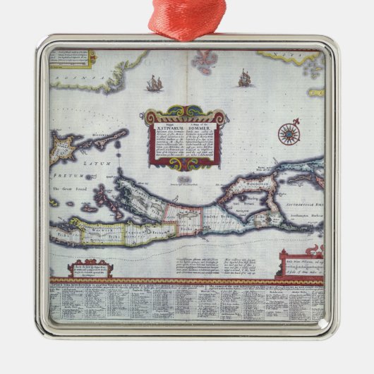 Karte von Bermuda Silbernes Ornament (Vorne)
