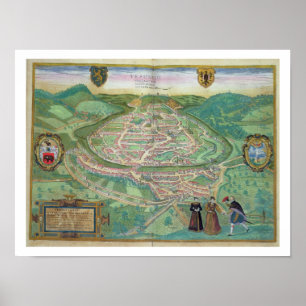Karte von Besançon, von "Civitates Orbis Terrarum" Poster
