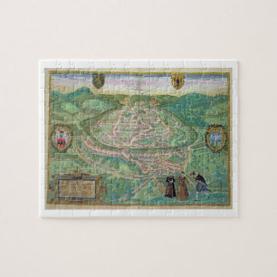 Karte von Besançon, von "Civitates Orbis Terrarum Puzzle