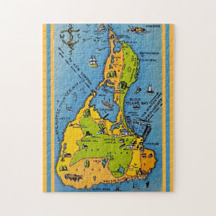 Karte von Block Island 11x14 Puzzle