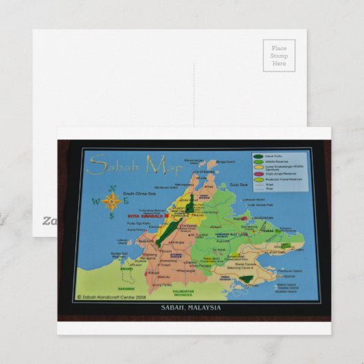 Karte von Borneo, Malaysia (Vorne/Hinten)