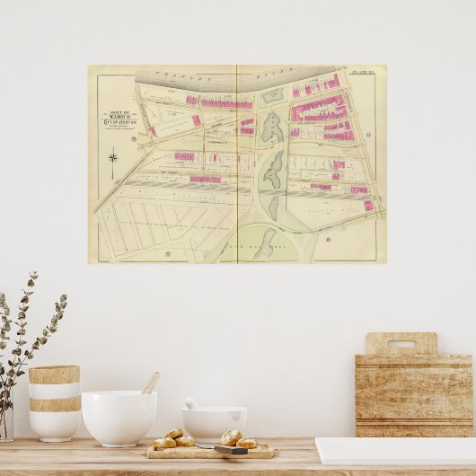 Karte von Boston 29 Poster (Küche)