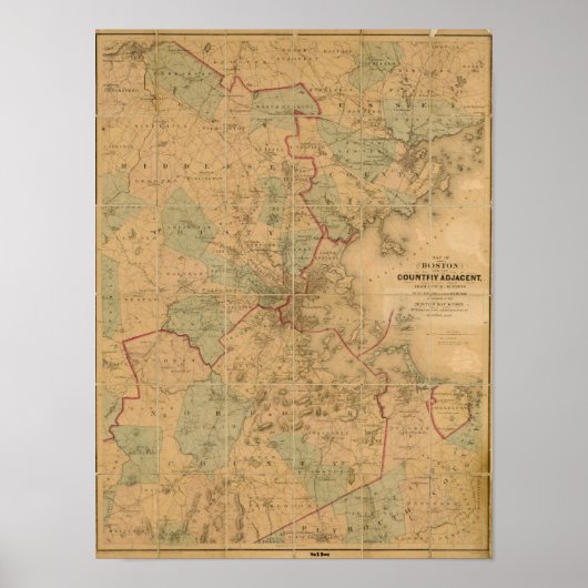 Karte von Boston 2 Poster (Vorne)