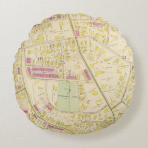 Karte von Boston 7 Rundes Kissen