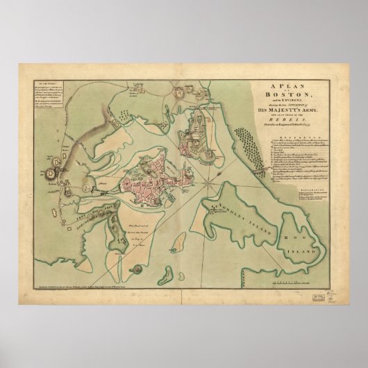 Karte von Boston, Gezeichnet von der britischen Ar Poster (Vorne)