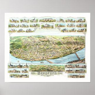 Karte von Bradford Massachusetts im Jahr 1892 Poster
