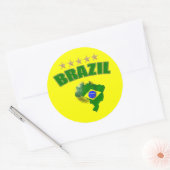 Karte von Brasilien Fußball Ball Brasilien Brasili Runder Aufkleber (Umschlag)
