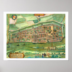 Karte von Bremen, von "Civitates Orbis Terrarum" Poster