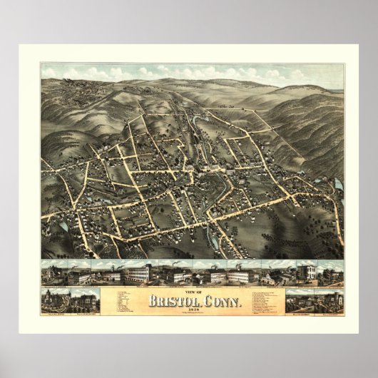 Karte von Bristol, Connecticut von 1878 Poster (Vorne)