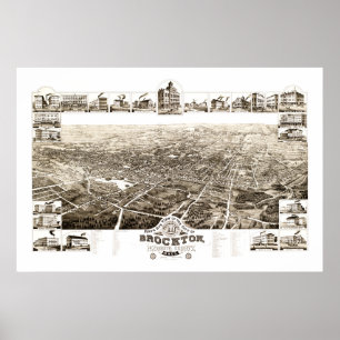 Karte von Brockton, Massachusetts im Jahre 1882 Poster