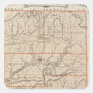 Karte von Brown County mit Plan von Nashville Quadratischer Aufkleber