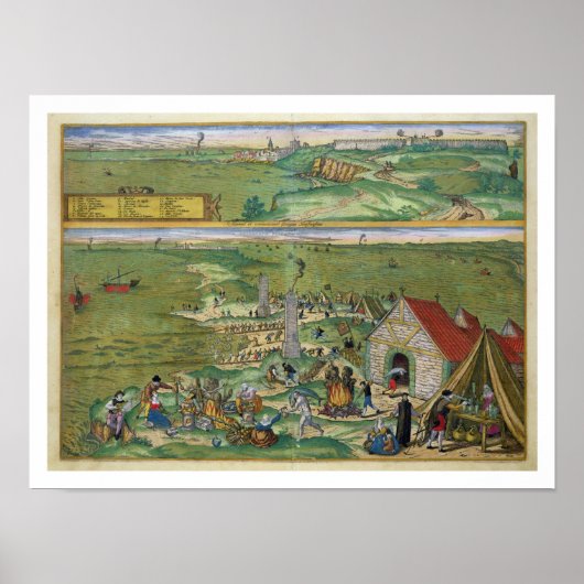 Karte von Cadiz, von "Civitates Orbis Terrarum" vo Poster (Vorne)