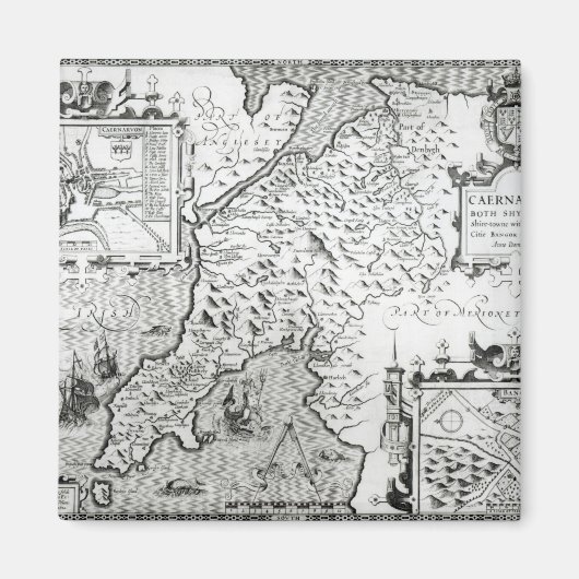 Karte von Caernarvon, 1616 Magnet (Vorne)