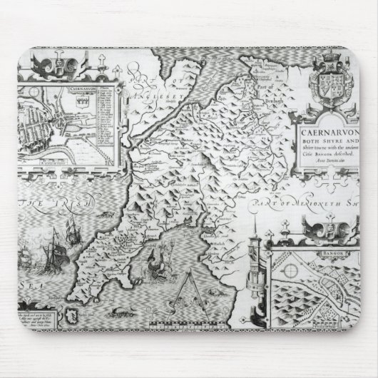 Karte von Caernarvon, 1616 Mousepad (Vorne)