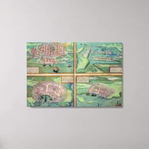 Karte von Calais, Malta, Rhodos und Famagusta Leinwanddruck