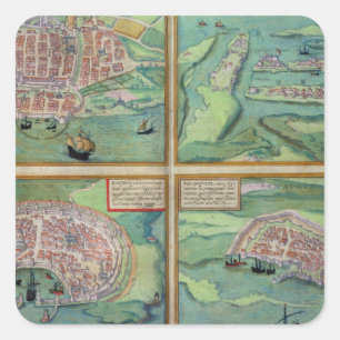 Karte von Calais, von Malta, von Rhodos und von Quadratischer Aufkleber