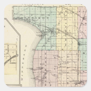 Karte von Calumet County, Staat von Wisconsin Quadratischer Aufkleber