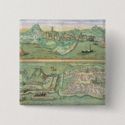 Karte von Candia und von Korfu, von 'Civitates Button (Vorderseite)