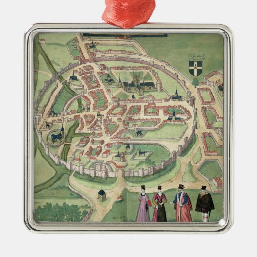 Karte von Canterbury, von 'Civitates Orbis Ornament Aus Metall (Vorne)