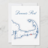 Karte von Cape Cod Dennis Port Hochzeitstisch Name (Vorderseite)
