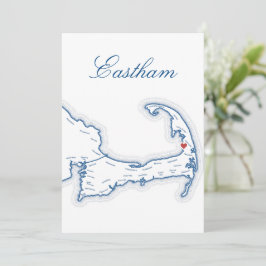 Karte von Cape Cod Eastham für Hochzeitstisch Name
