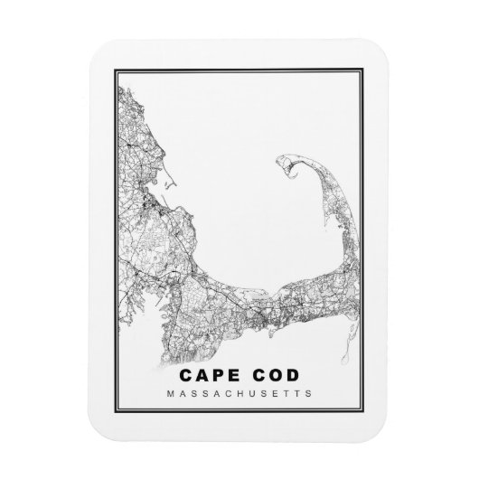 Karte von Cape Cod Magnet (Vertikal)