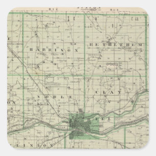 Karte von Cass County Quadratischer Aufkleber