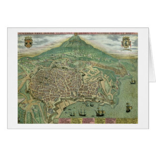 Karte von Catania, von "Civitates Orbis Terrarum"