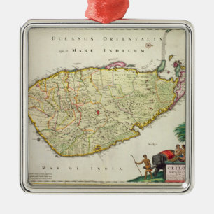 Karte von Ceylon entsprechend Nicolas Visscher Silbernes Ornament