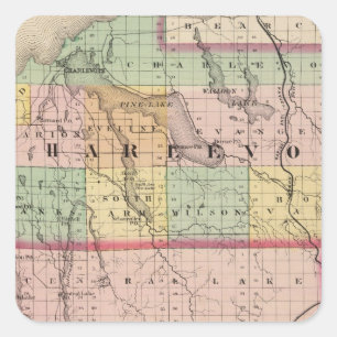 Karte von Charlevoix und Antrim-Landkreisen, Quadratischer Aufkleber