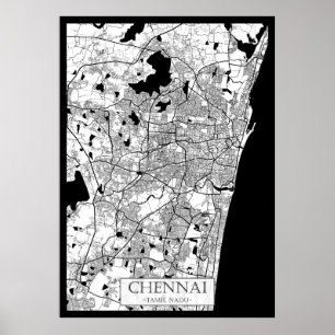 Karte von Chennai Tamil Nadu Poster