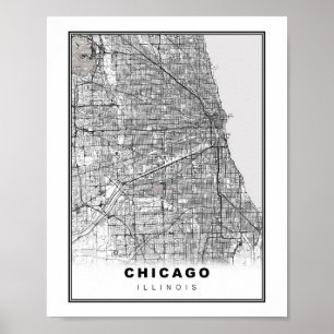 Karte von Chicago Poster