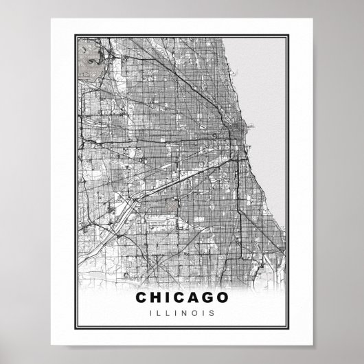 Karte von Chicago Poster (Vorne)