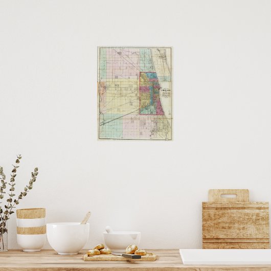 Karte von Chicago Poster (Küche)