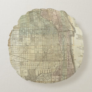 Karte von Chicago Rundes Kissen