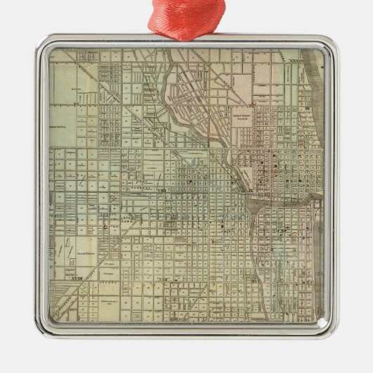 Karte von Chicago Silbernes Ornament (Vorne)
