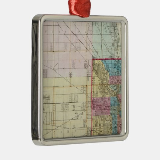 Karte von Chicago Silbernes Ornament (Rechts)