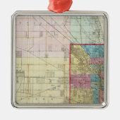 Karte von Chicago Silbernes Ornament (Vorne)