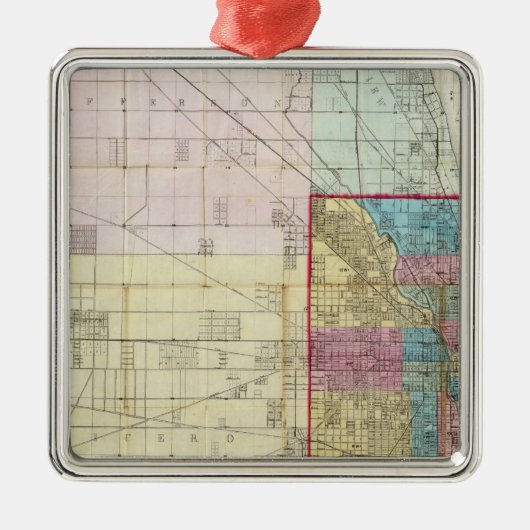 Karte von Chicago Silbernes Ornament (Vorne)
