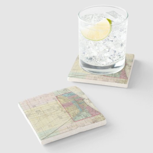 Karte von Chicago Steinuntersetzer (Seitenansicht)