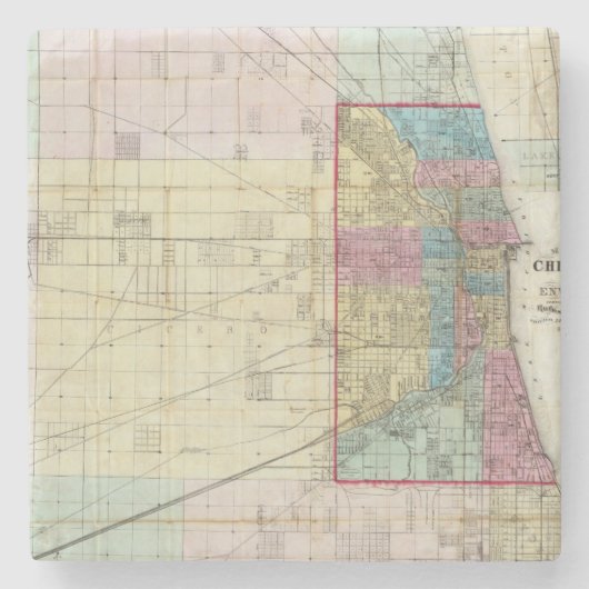 Karte von Chicago Steinuntersetzer (Vorderseite)