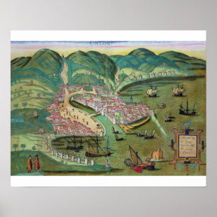 Karte von Chios, von "Civitates Orbis Terrarum" vo Poster