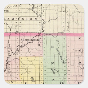 Karte von Clare County, Michigan Quadratischer Aufkleber