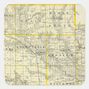 Karte von Clay County, Flora und von Louisville Quadratischer Aufkleber
