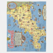 Karte von Cornwall, England Fleecedecke (Vorderseite)