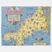Karte von Cornwall, England Fleecedecke (Vorderseite (Horizontal))