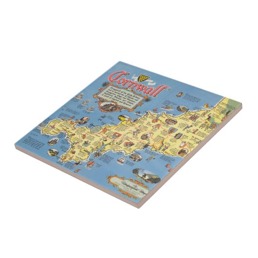 Karte von Cornwall, England Fliese (Seite)